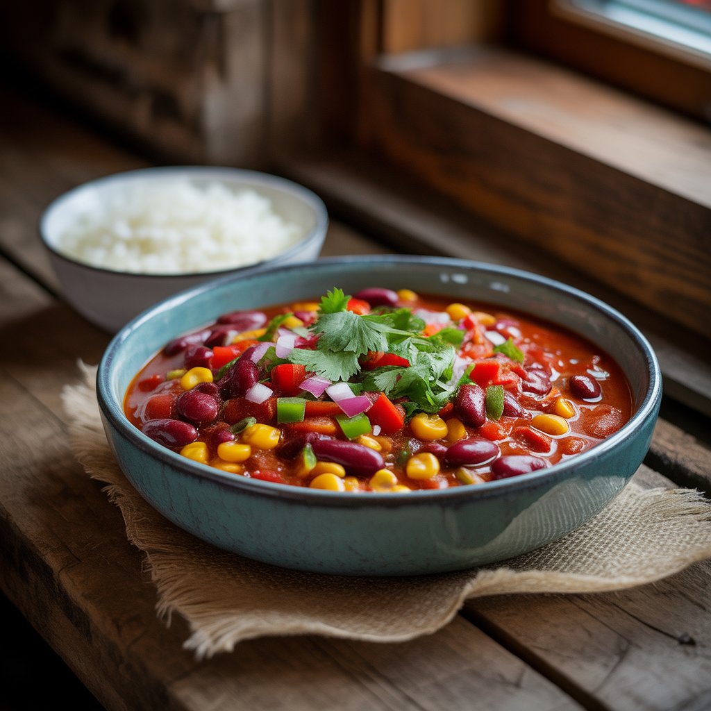 Mexické chili s červenými ledvinovými fazolemi (Chili sin carne)