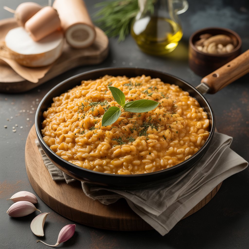 Tradiční rizoto Milanese (Risotto alla Milanese) s rýží Carnaroli a šafránem
